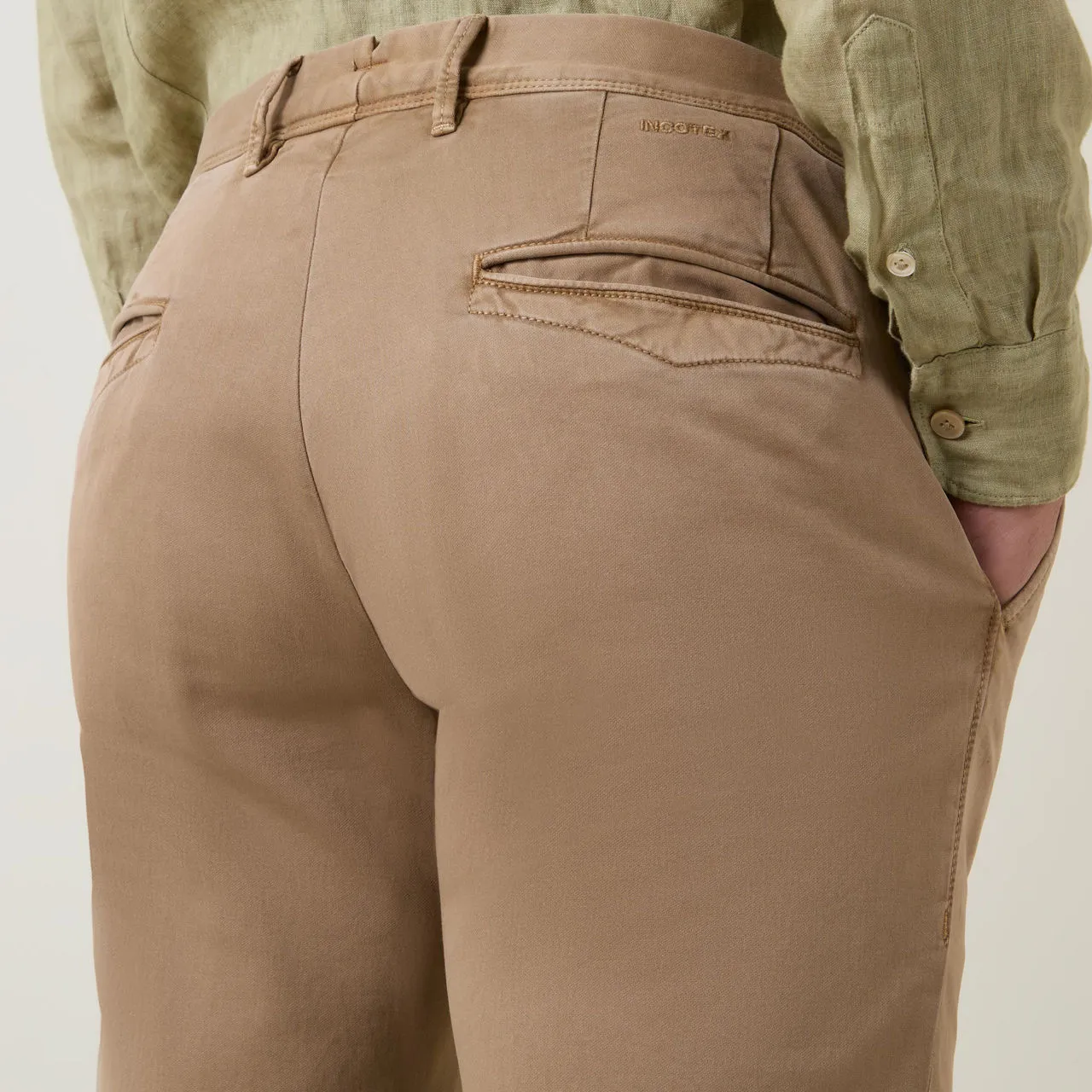 INCOTEX Mid-Rise Casual Chinos - Khaki