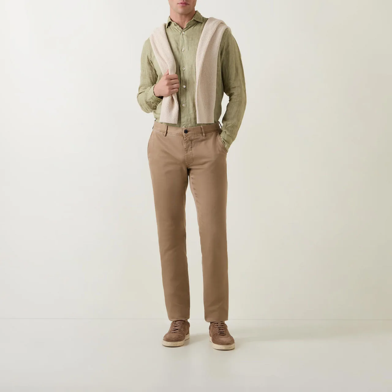 INCOTEX Mid-Rise Casual Chinos - Khaki