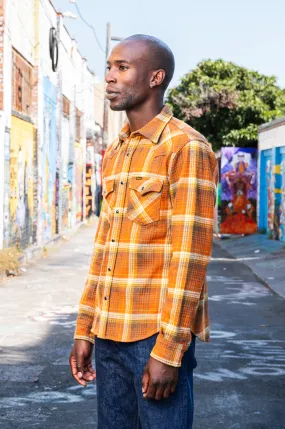 Iron Heart Slubby Heavy Flannel Western Shirt - IHSH-399-ORA - Orange