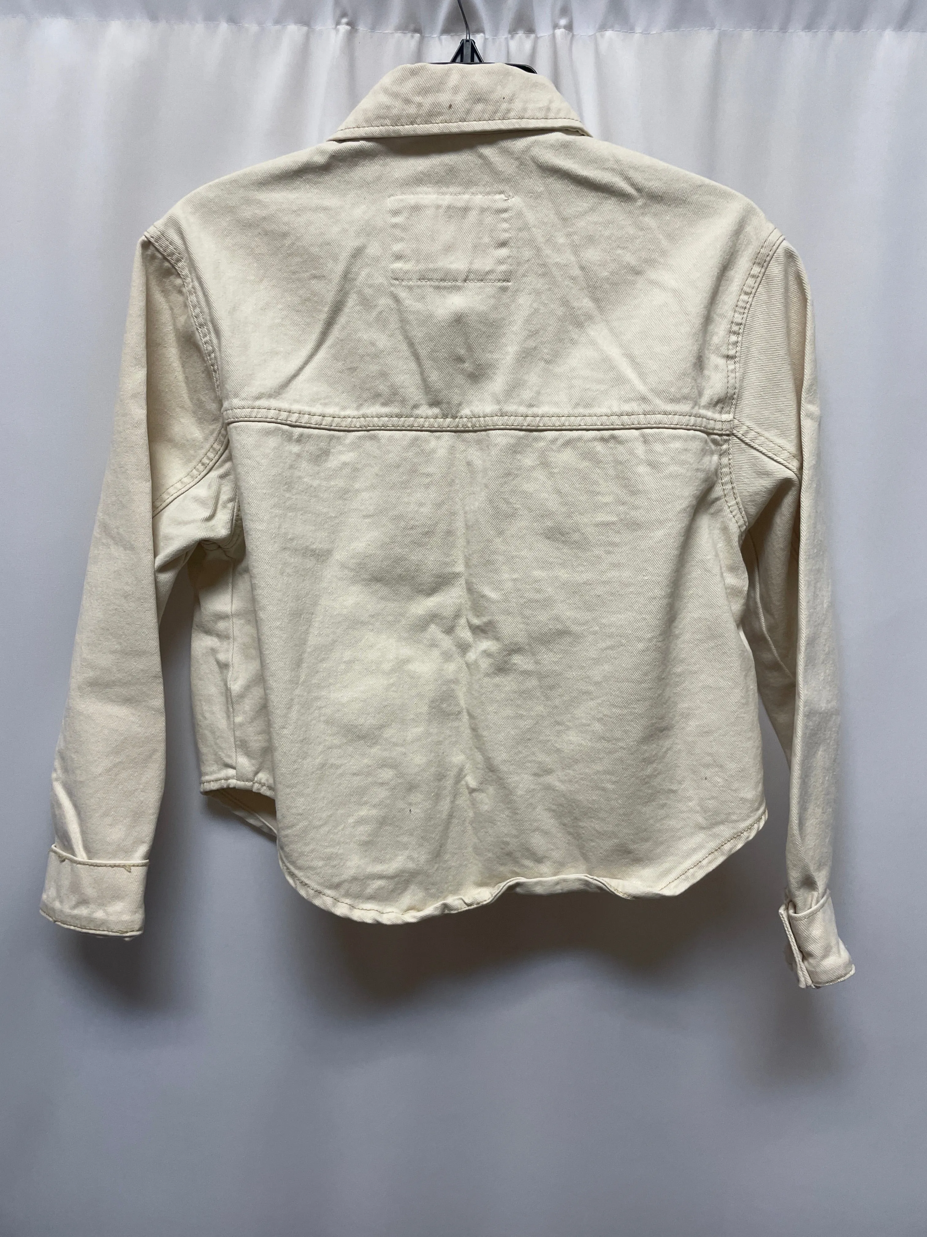 Jacket Denim By Clothes Mentor In Cream, Size: S