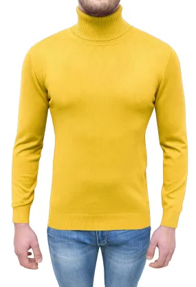 Maglione Dolcevita uomo Invernale giallo Pullover maglia a collo alto