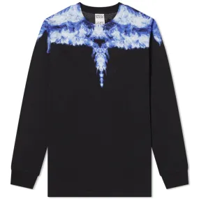 Marcelo Burlon Long Sleeve Smoke Wings T-ShirtBlack & Dusty Blue