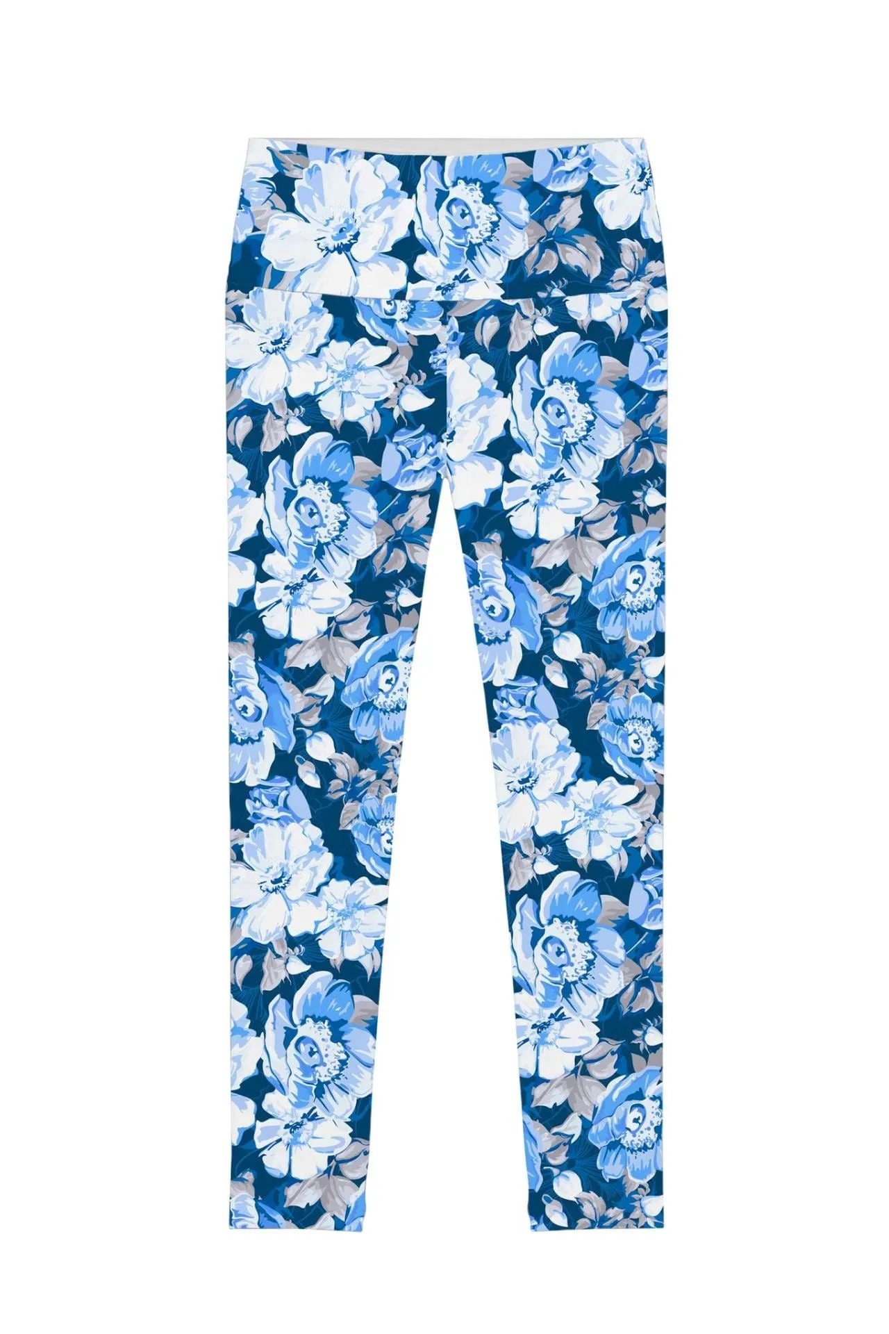 Memory Book Lucy Blue Floral Print Stretch Leggings - Women