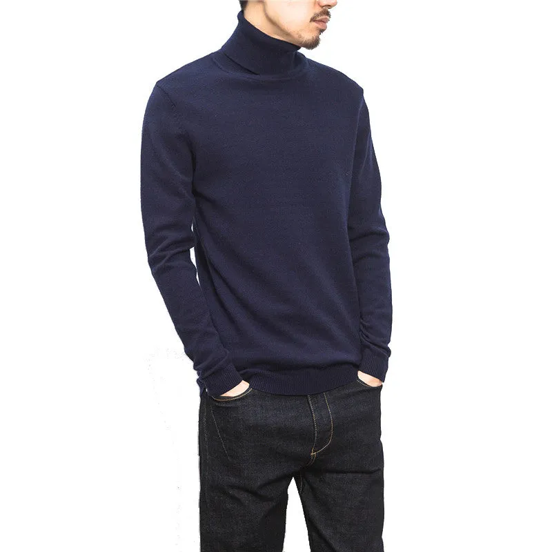 Men Turtleneck Sweaters Pullovers Men's Casual Slim Fit Long Sleeved Knitted Plus Size Sweaters SM6