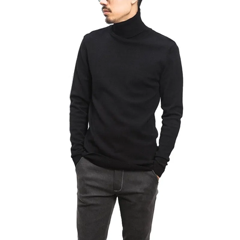 Men Turtleneck Sweaters Pullovers Men's Casual Slim Fit Long Sleeved Knitted Plus Size Sweaters SM6