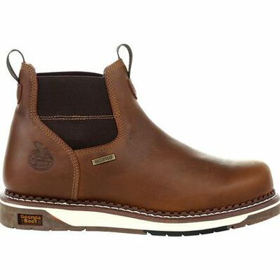 Men's Wedge Waterproof Chelsea Work Boot in Brown