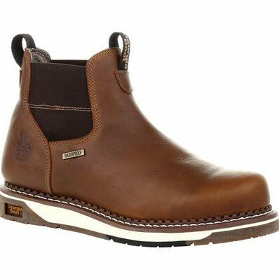 Men's Wedge Waterproof Chelsea Work Boot in Brown