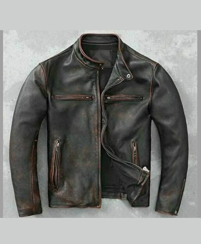 Mens Distressed Black Moto Leather Jacket | William Jacket