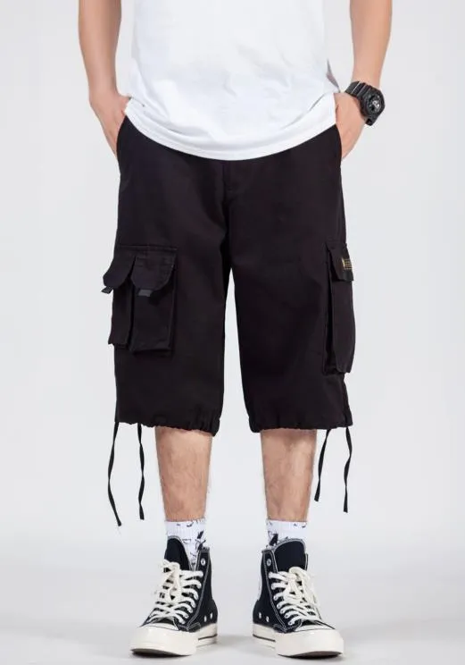 Men's Summer Elastic Waist Baggy Multi Pocket Cargo Wide Leg Shorts