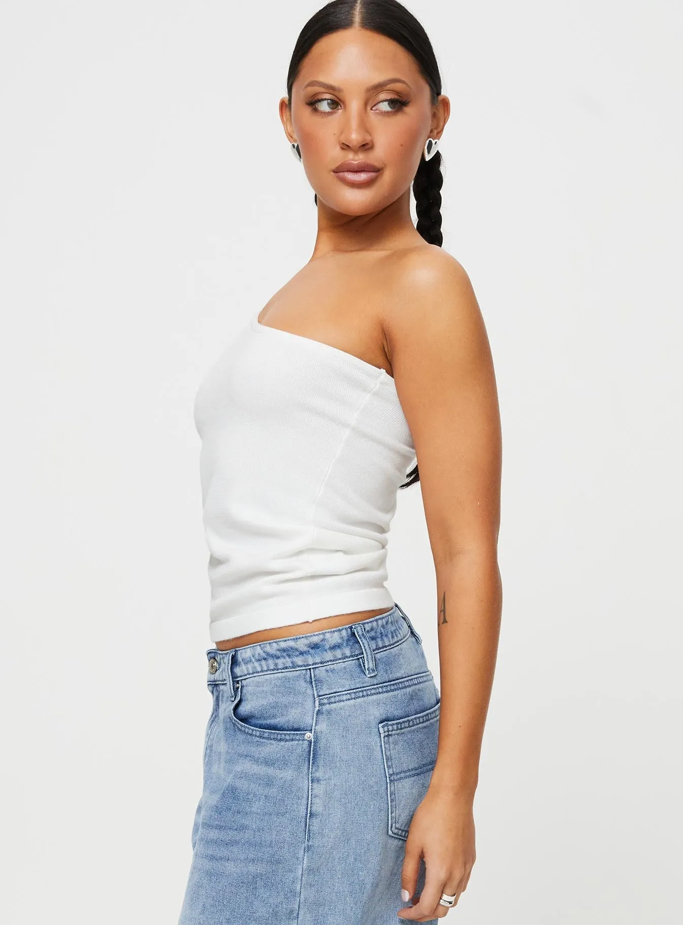 Moniz One Shoulder Top White