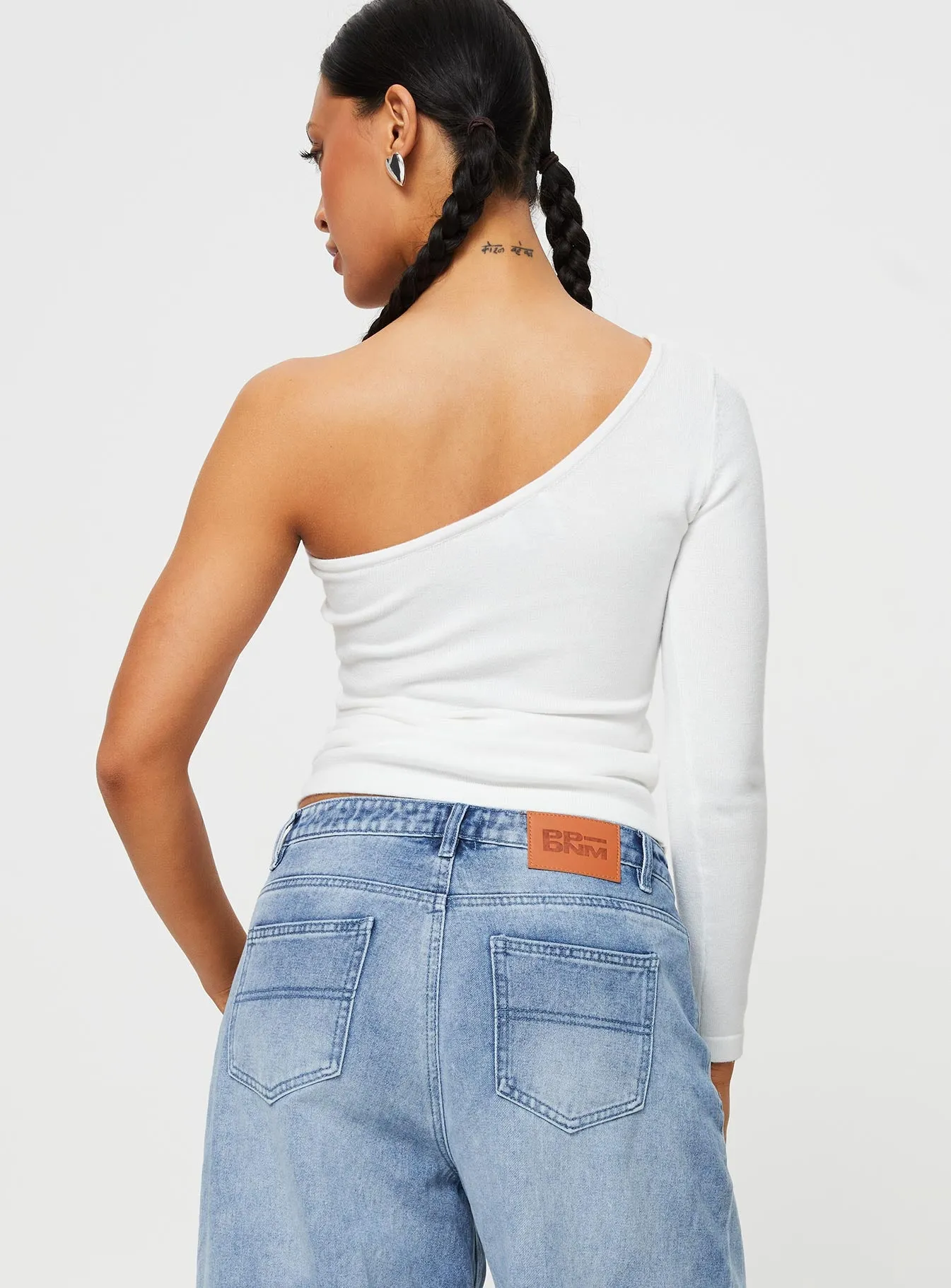 Moniz One Shoulder Top White