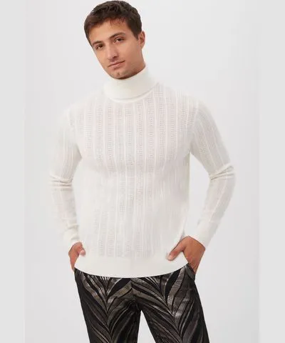 Mr Turk Oberon Merino Wool Turtleneck Sweater / Winter White S