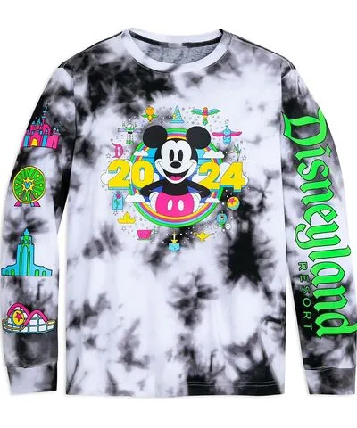 NA Mickey Mouse Tie-Dye Long Sleeve T-Shirt for Adults Disneyland 2024