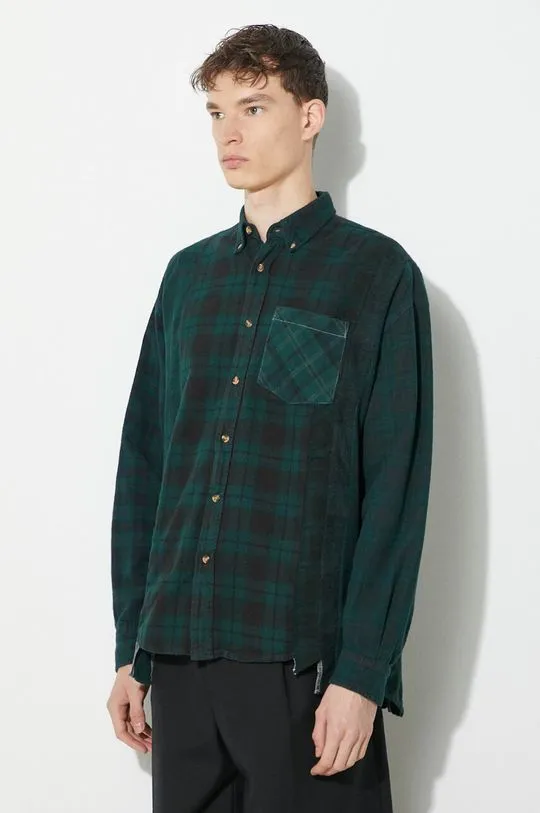 Needles cotton shirt Flannel Shirt men's green color NS303