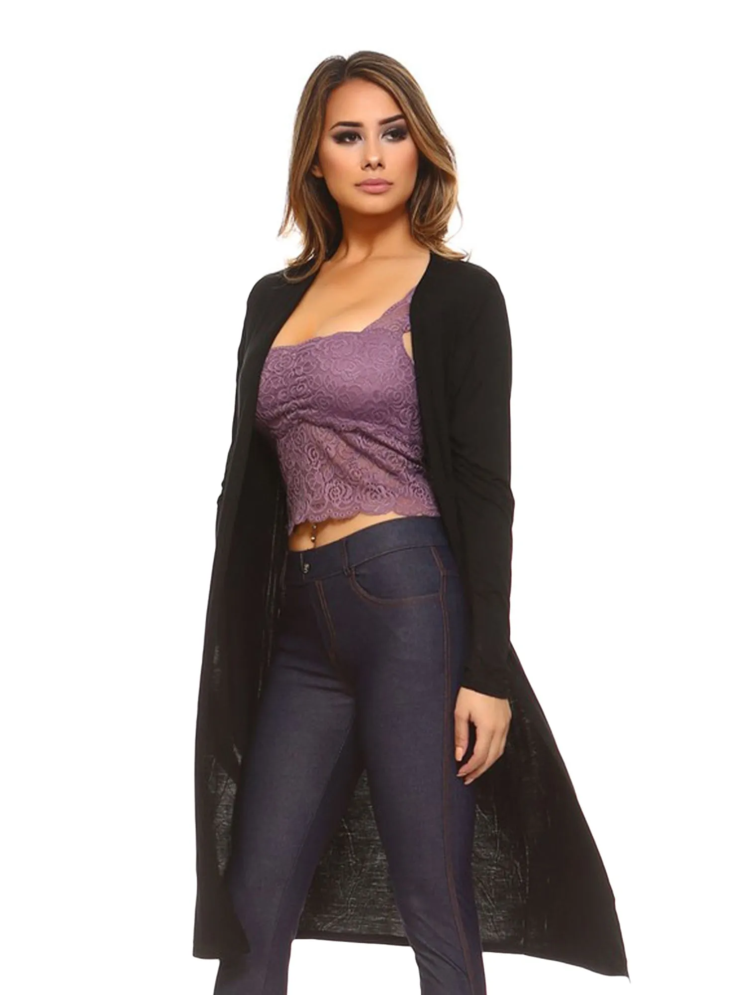 Open Front Long Lightweight Cardigan