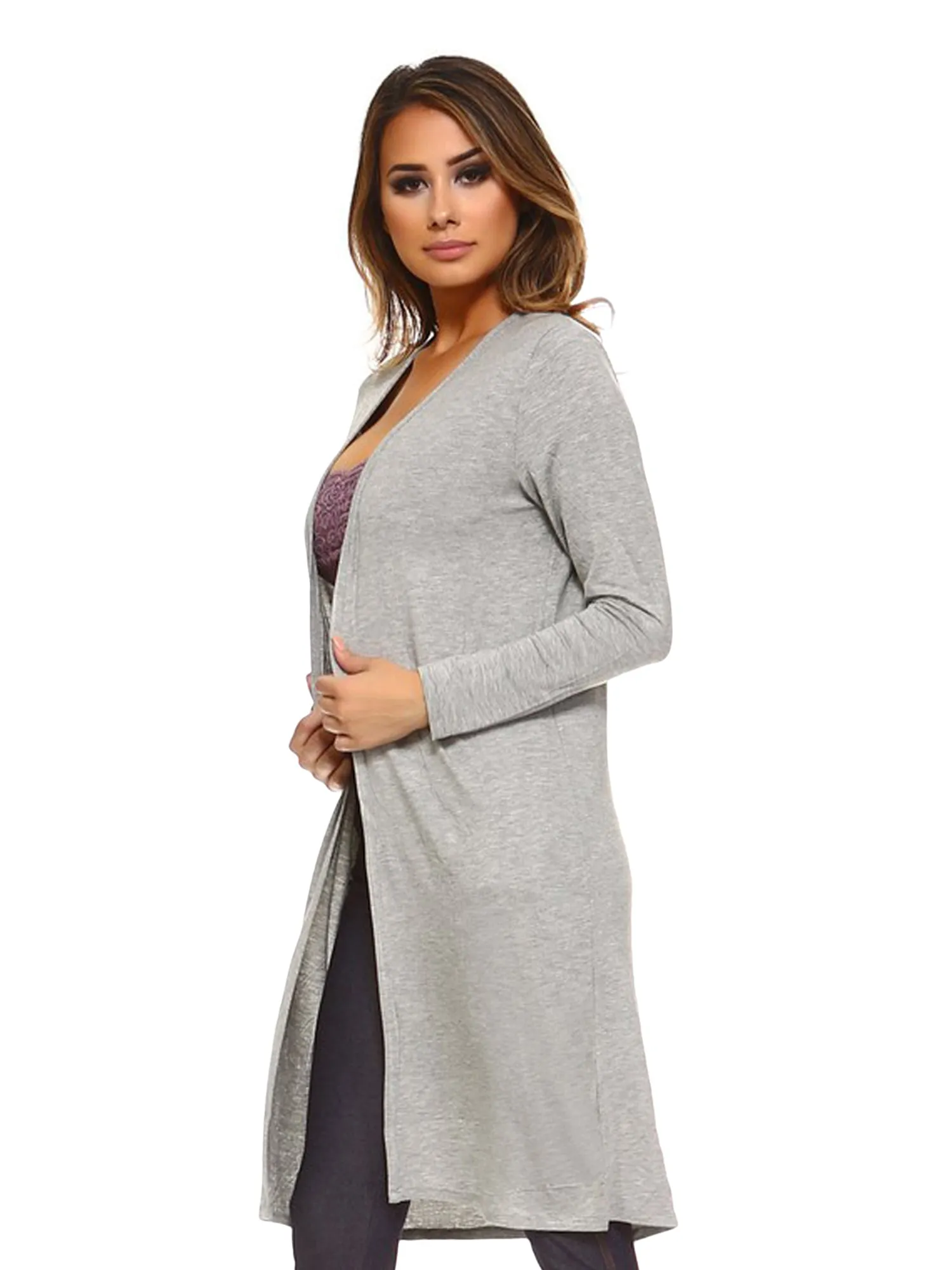 Open Front Long Lightweight Cardigan