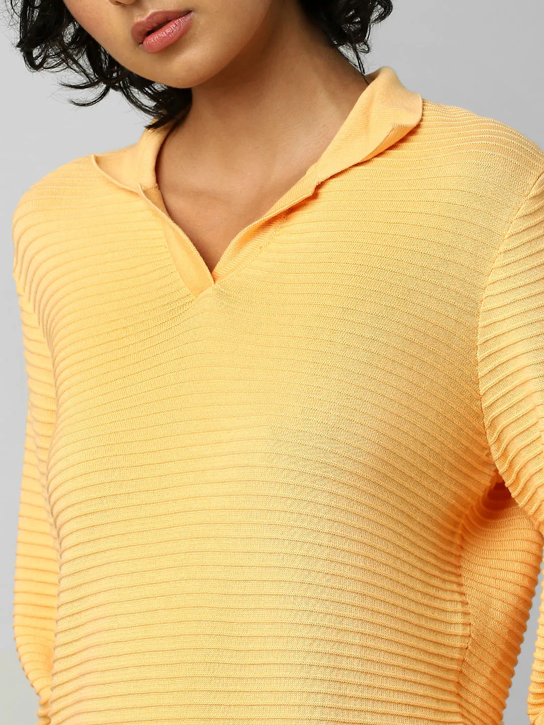 Orange Structured-Knit Pullover