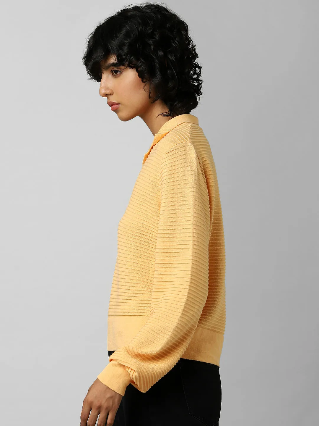 Orange Structured-Knit Pullover