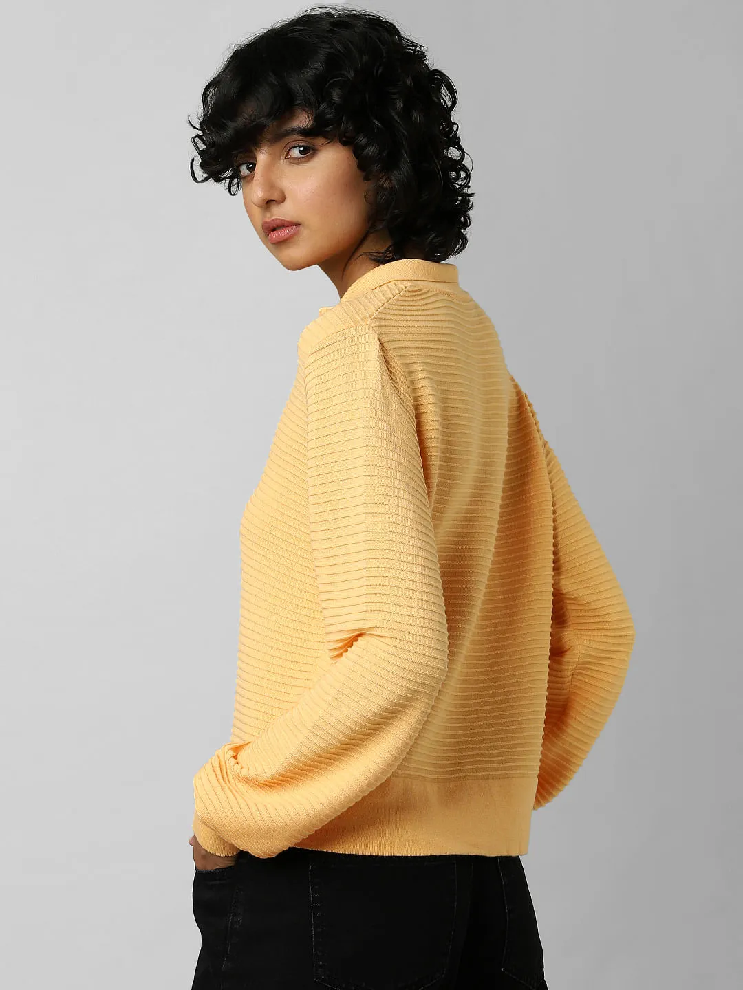 Orange Structured-Knit Pullover