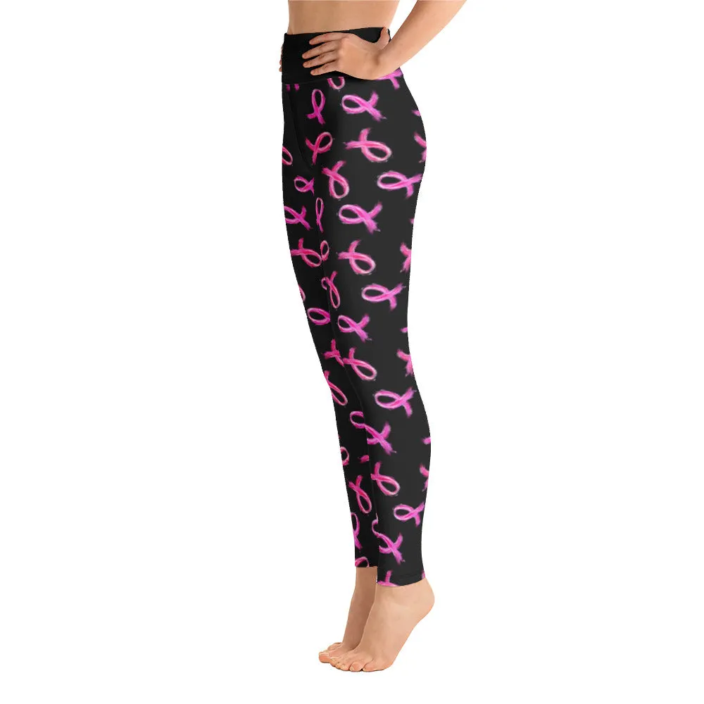 Painted Pink Ribbon Yoga Leggings