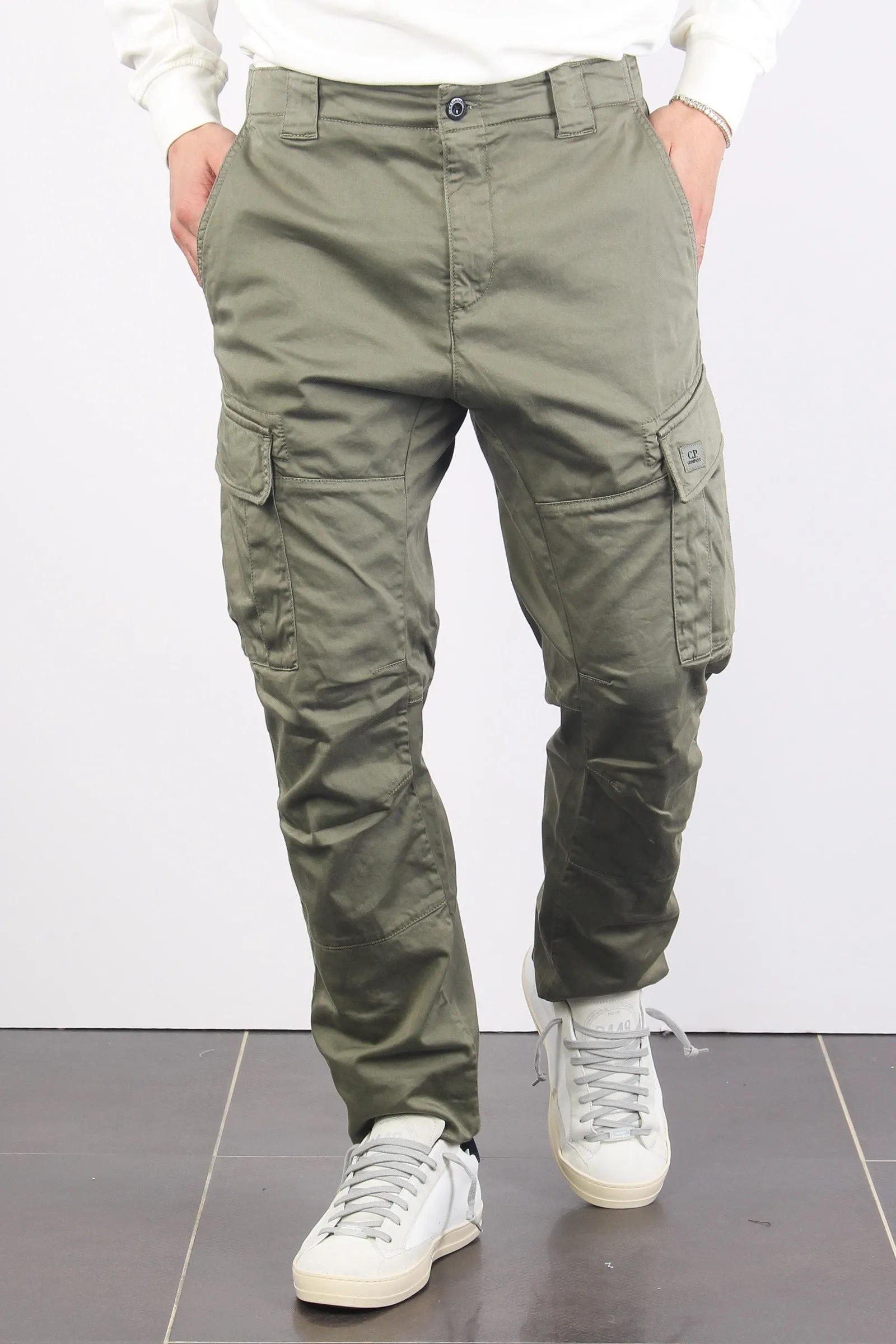 Pantalone Cargo Logo Agave Green