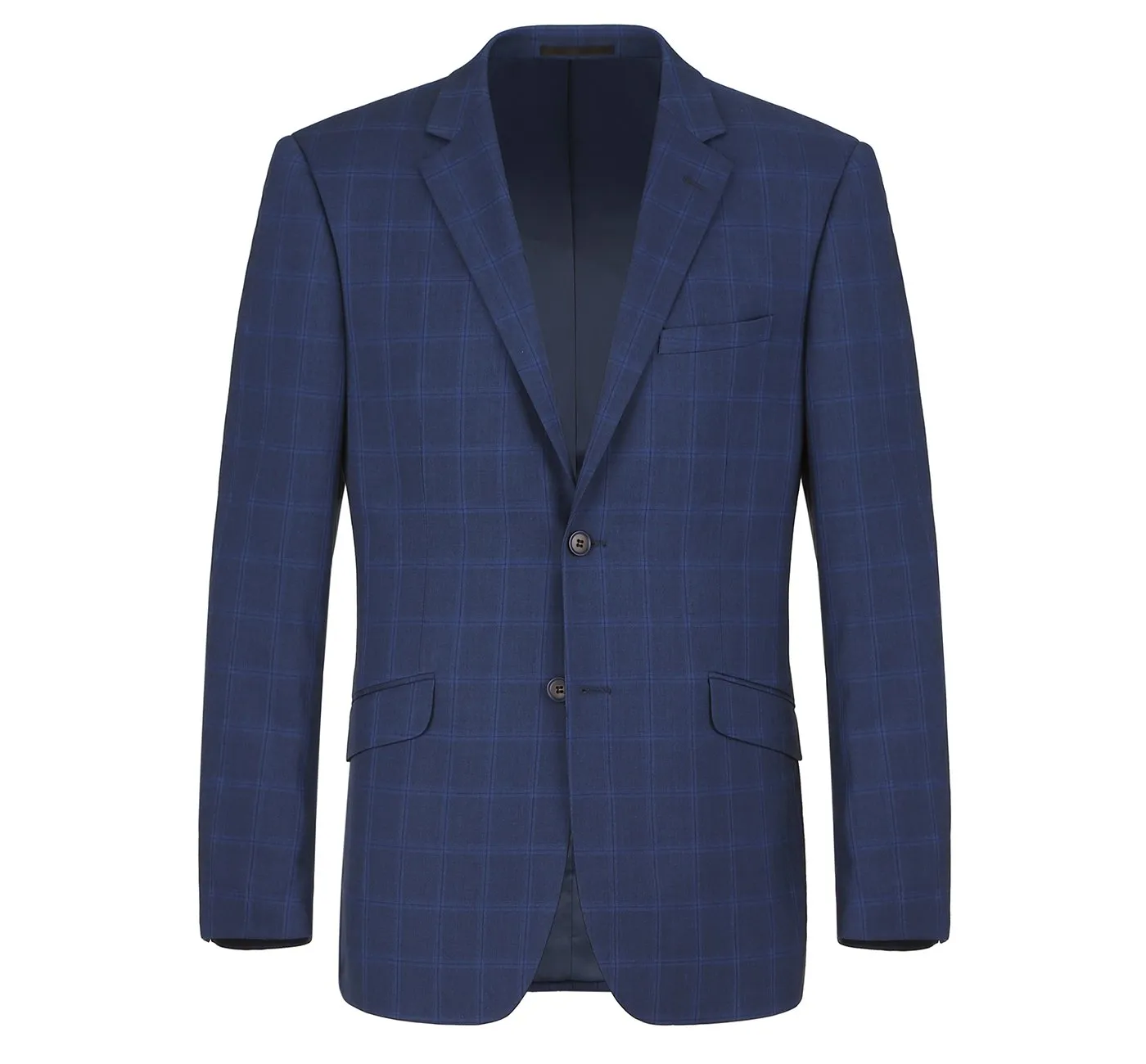 Performance 2-Button SLIM FIT Suit in a Tonal Blue Windowpane Check (Regular and Long Available) by Renoir