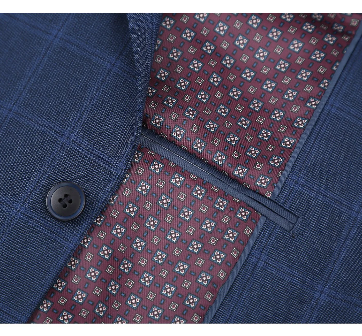 Performance 2-Button SLIM FIT Suit in a Tonal Blue Windowpane Check (Regular and Long Available) by Renoir