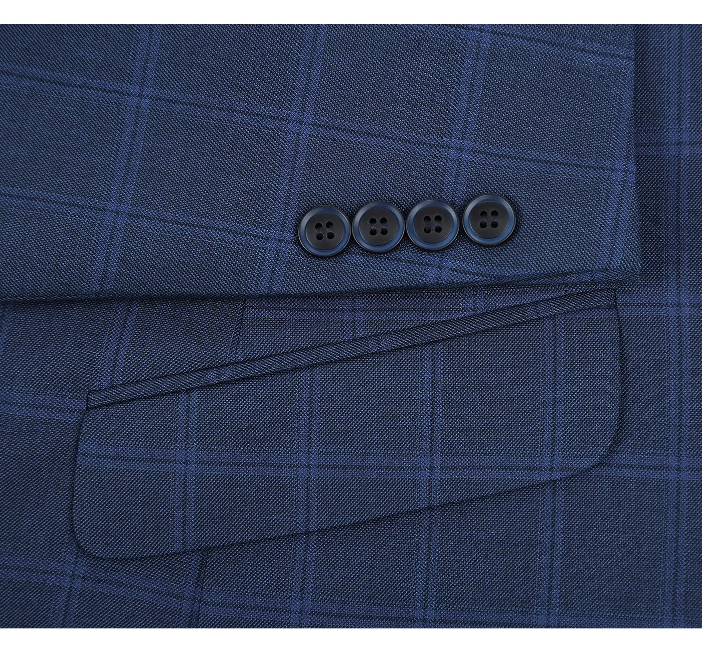 Performance 2-Button SLIM FIT Suit in a Tonal Blue Windowpane Check (Regular and Long Available) by Renoir