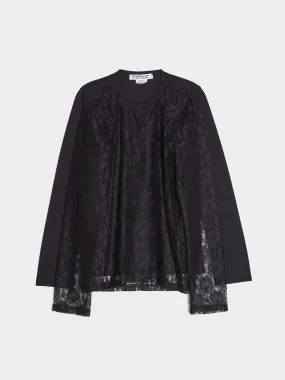 Raschel Lace Long Sleeve Shirt, Black