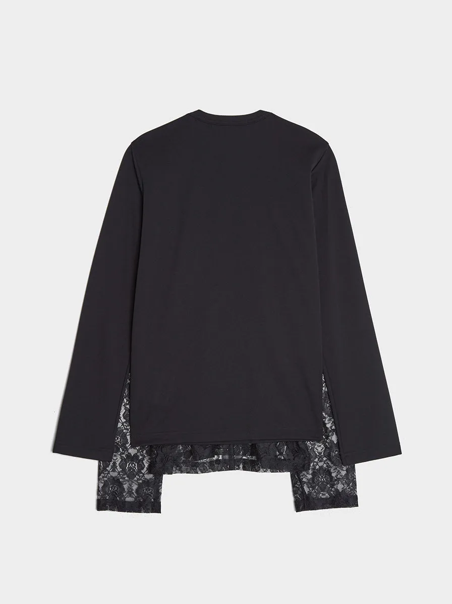 Raschel Lace Long Sleeve Shirt, Black