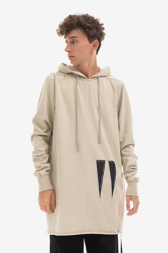 Rick Owens cotton sweatshirt Pullover Hoodie men's beige color