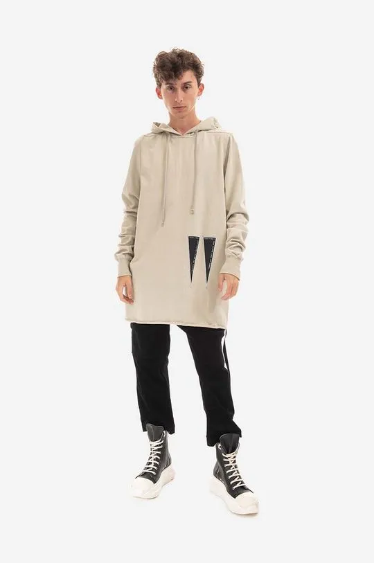 Rick Owens cotton sweatshirt Pullover Hoodie men's beige color