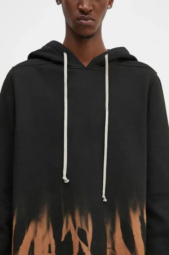 Rick Owens cotton sweatshirt Pullover Hoodie men's black color hooded DU02D2285.FSUN