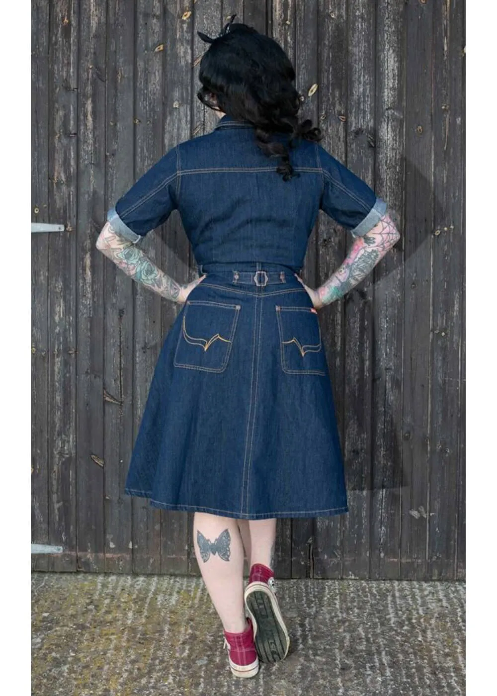 Rumble59 Rocking Rosie Jeans 50's A-Line Dress Denim Navy