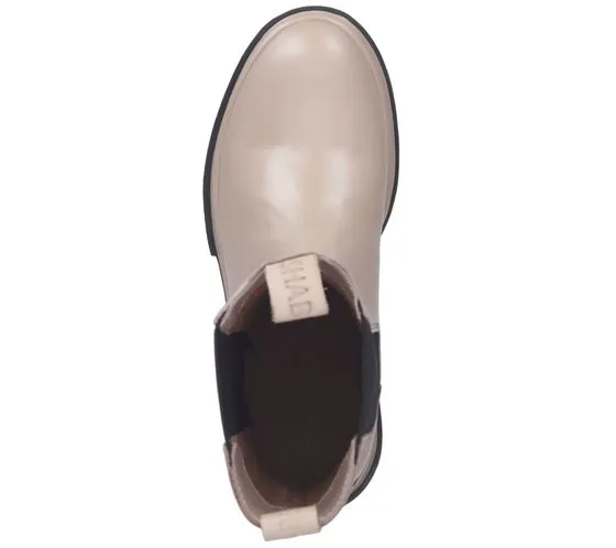 SHABBIES Amsterdam Zapatos Chelsea de piel auténtica para mujer, botines sin cordones, 182020329 Beige