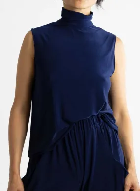 Sleeveless Turtleneck Top - Navy