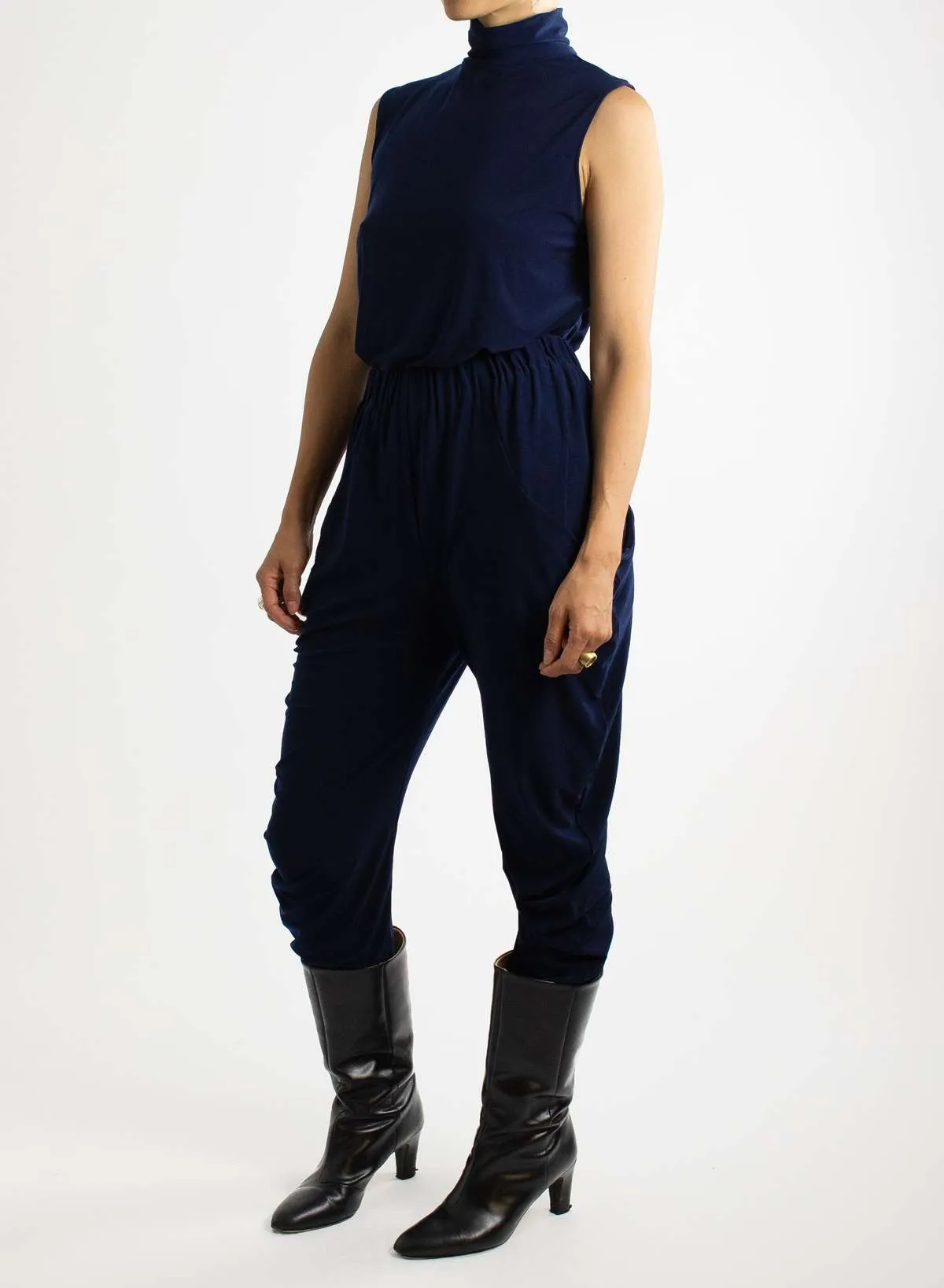 Sleeveless Turtleneck Top - Navy