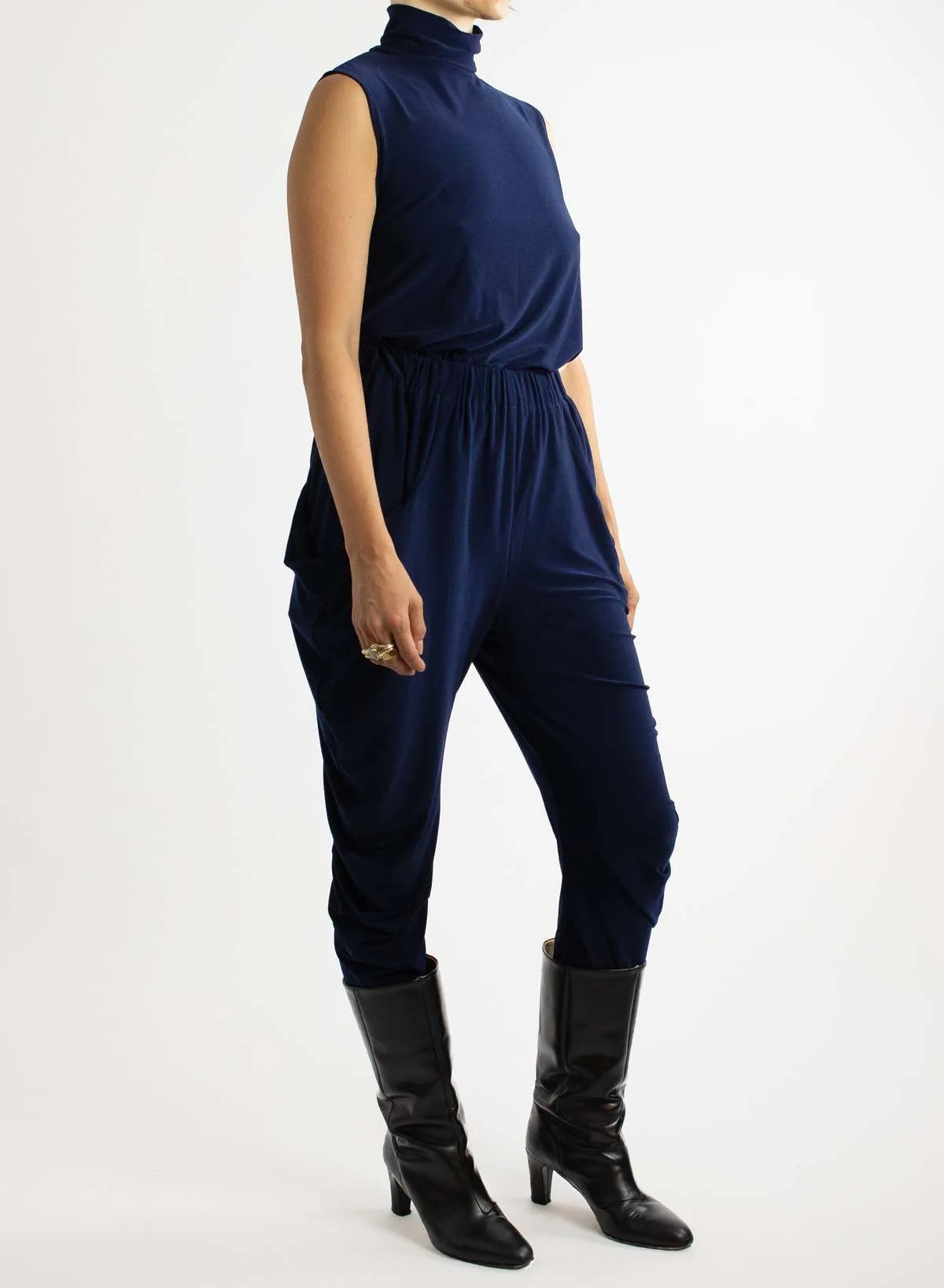 Sleeveless Turtleneck Top - Navy