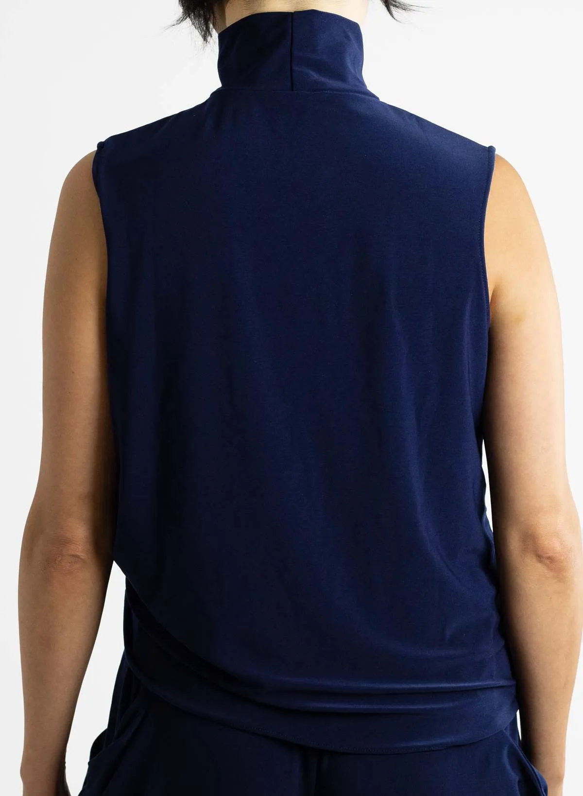 Sleeveless Turtleneck Top - Navy