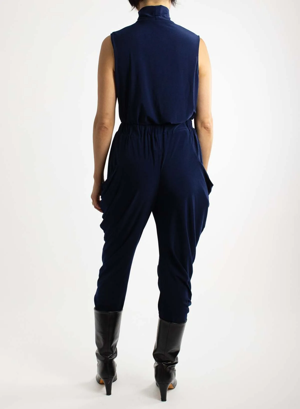 Sleeveless Turtleneck Top - Navy