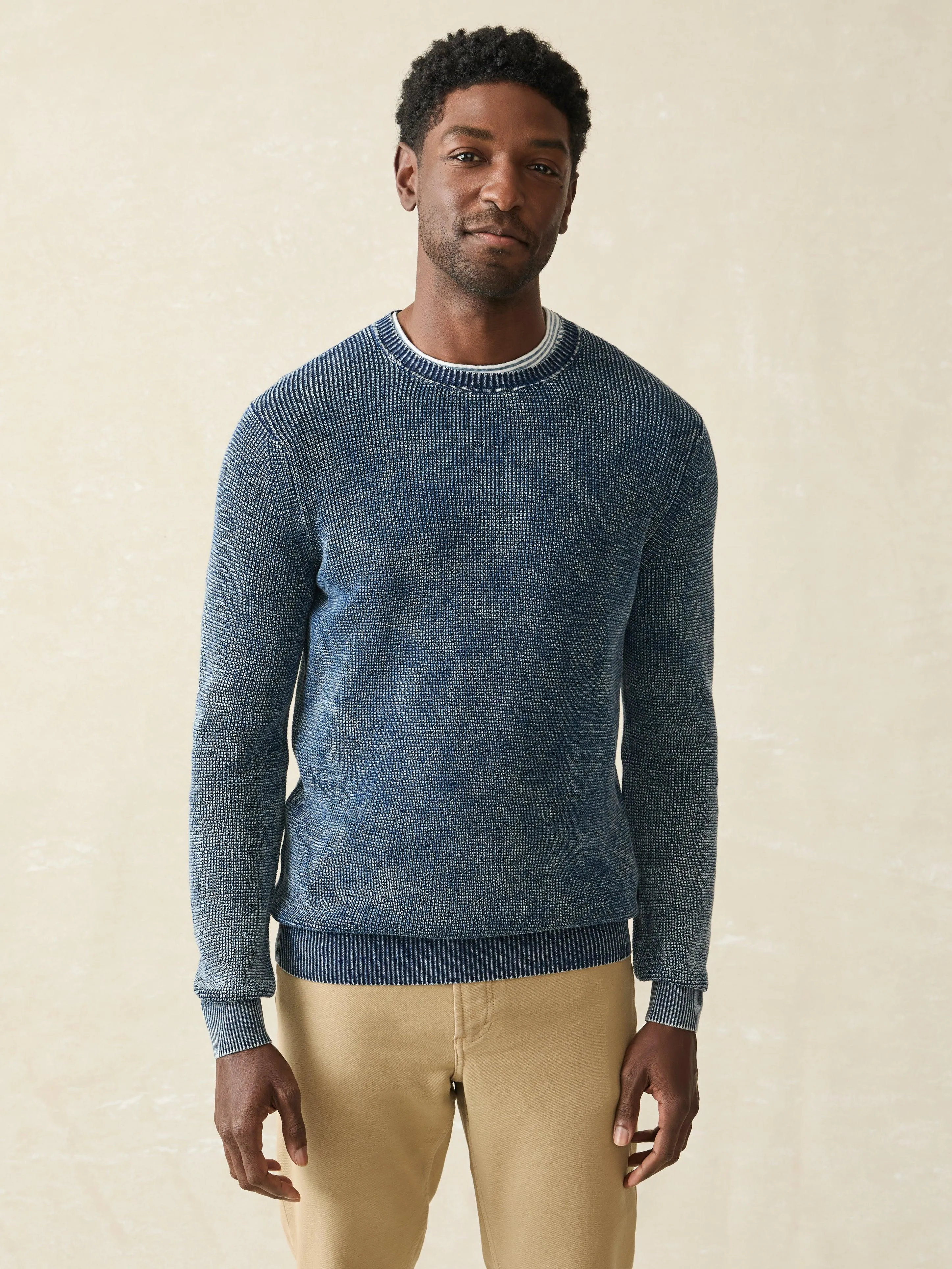 Sunwashed Crewneck Sweater - Indigo Storm Wash