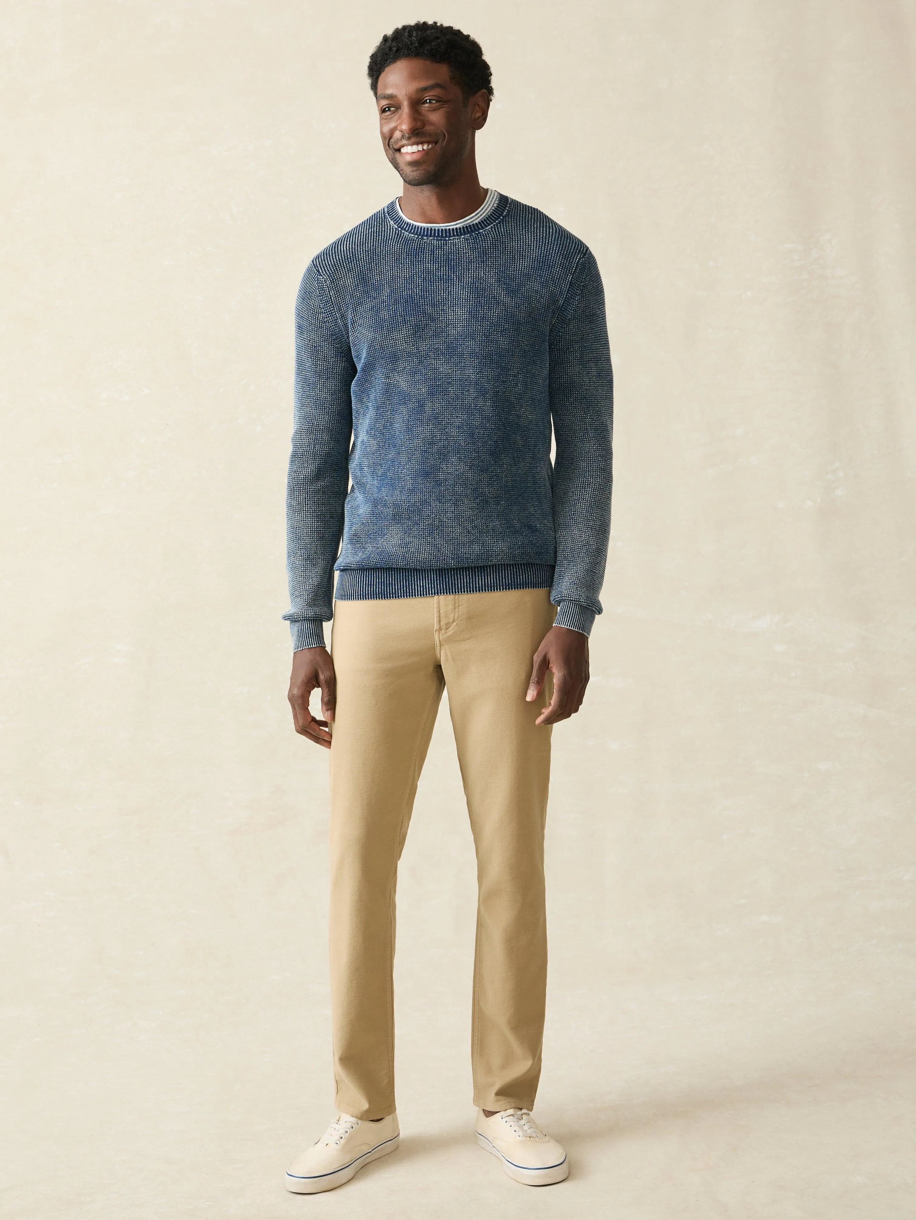 Sunwashed Crewneck Sweater - Indigo Storm Wash