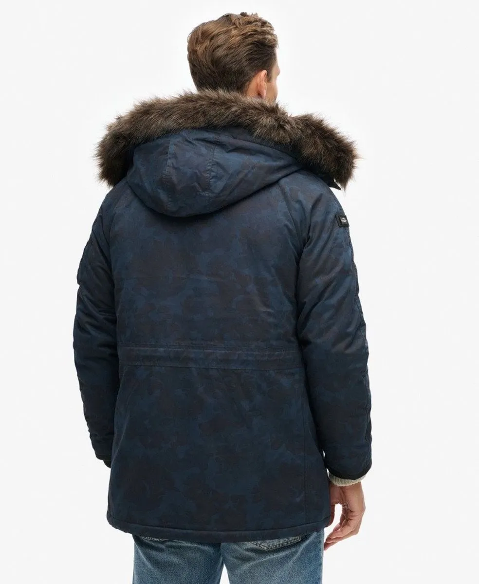 Superdry Microfibre Expedition Faux Fur Parka Jacket Midnight Camo