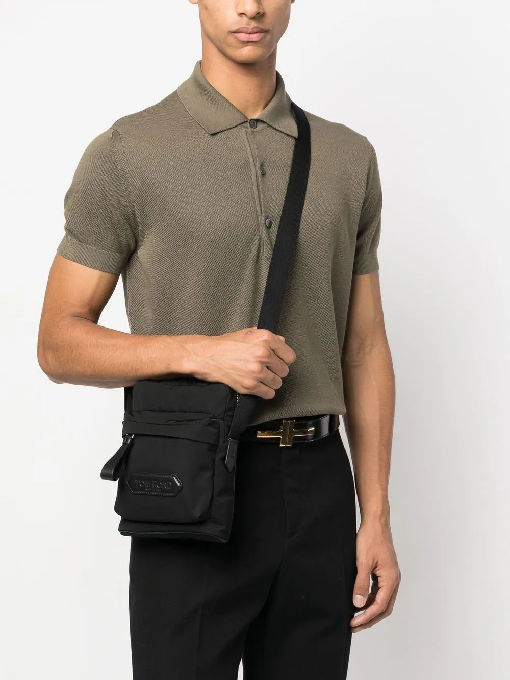 TOM FORD Urban Mini Messenger with Leather Accents