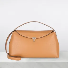 TOTEME T-Lock Grained Crossbody Bag - Tan