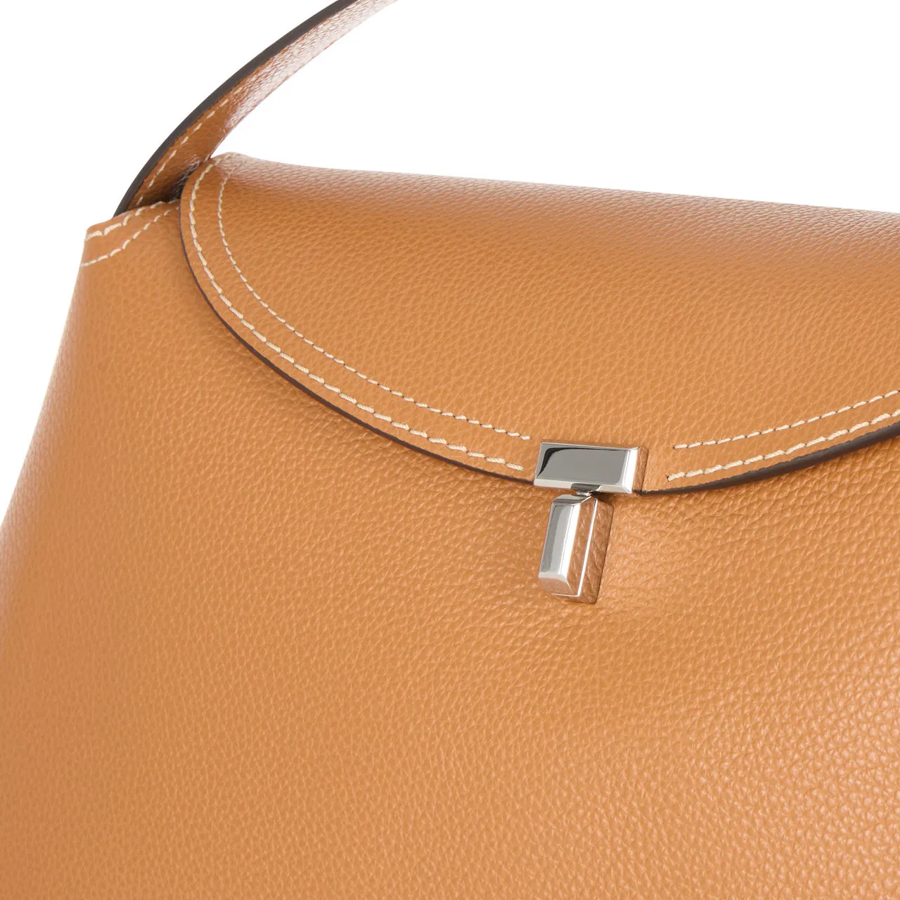 TOTEME T-Lock Grained Crossbody Bag - Tan