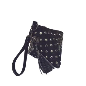 Triangle rivets tassel Clutch Small coin purse woman bag Leather women messenger bags Hbag Shoulder Bags bolsa