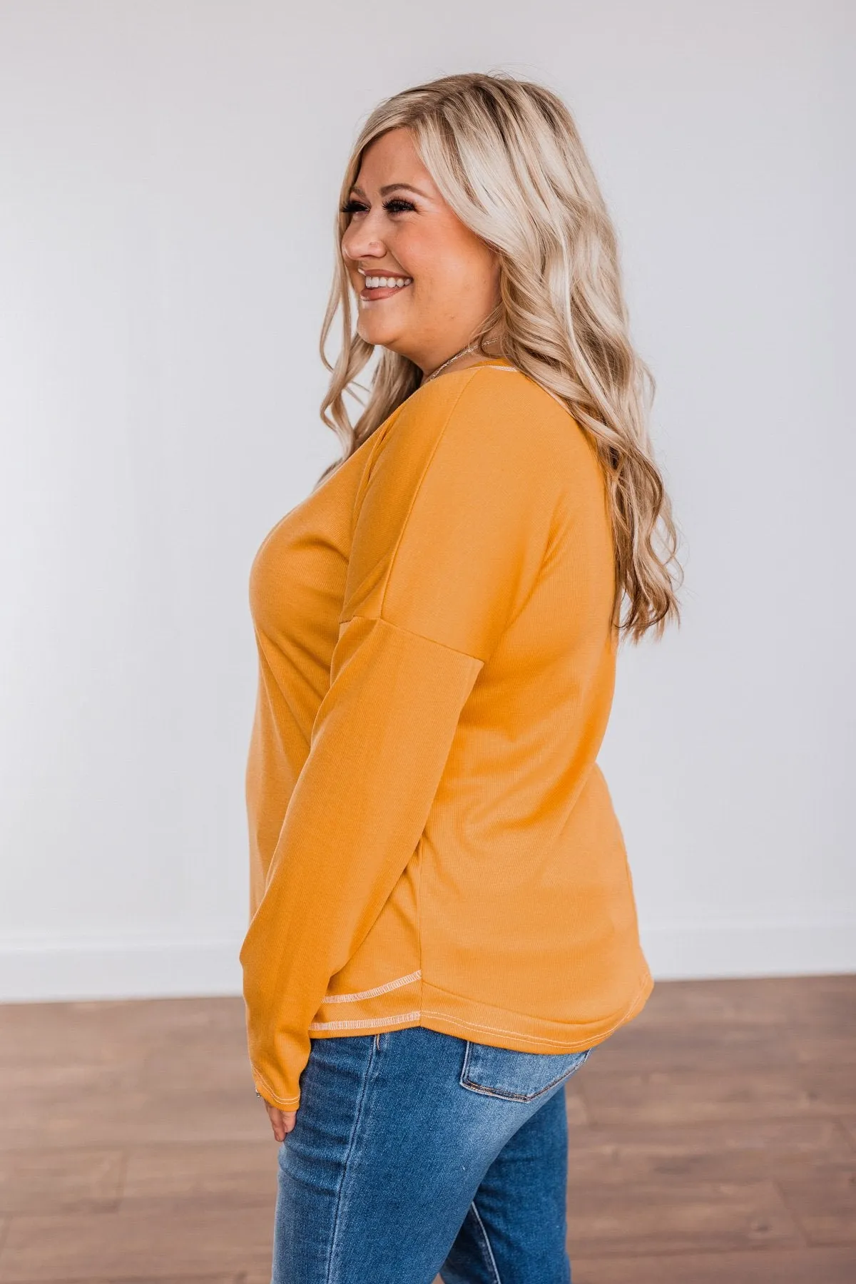 True To Your Heart Long Sleeve Top- Golden Yellow