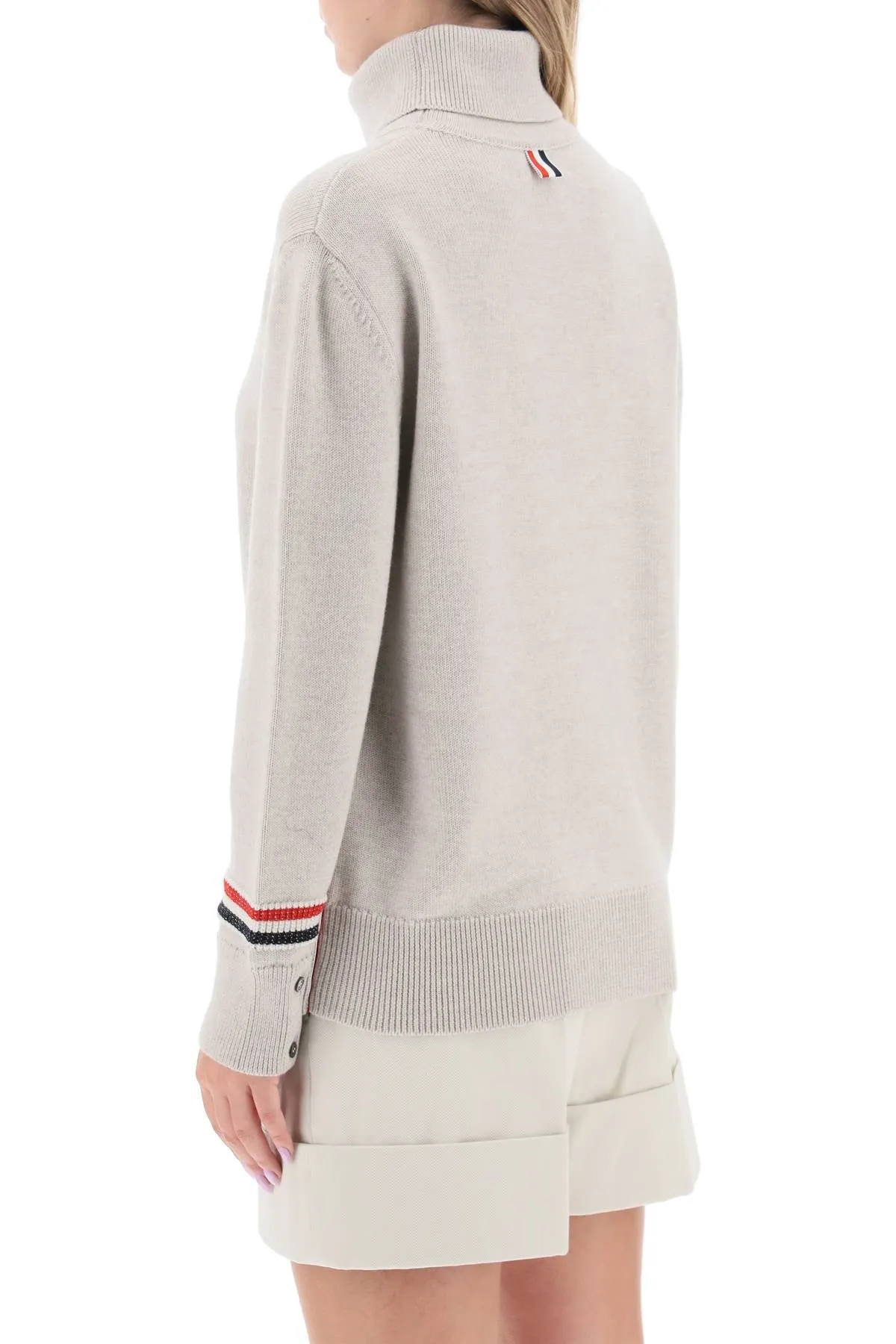 Turtleneck Sweatear With Tricolor Intarsia