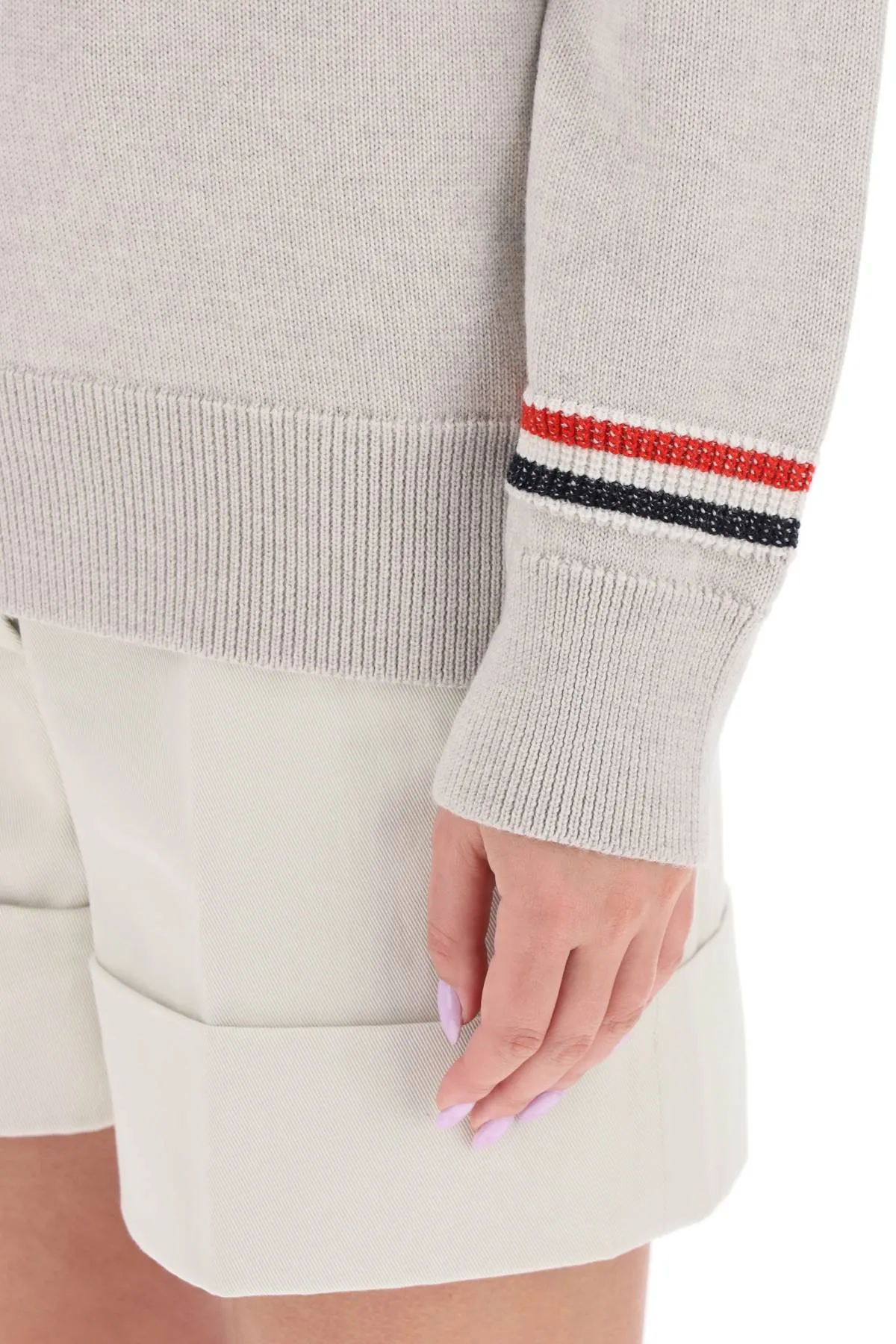 Turtleneck Sweatear With Tricolor Intarsia